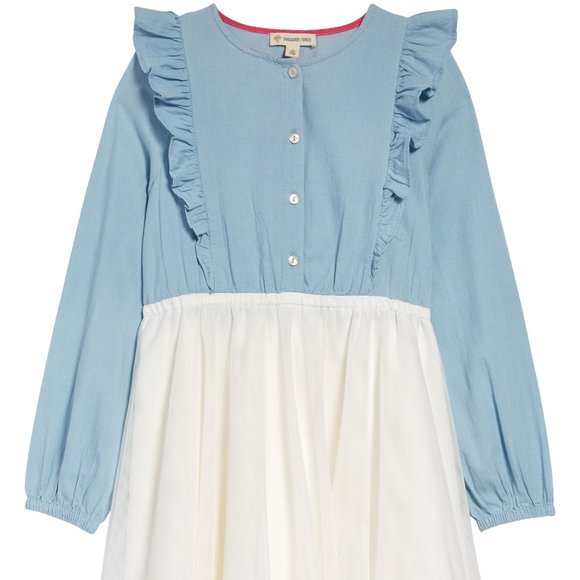 Toddler Girl's Tucker + Tate Chambray Dress Size 2T Blue Toole skirt long sleeve - Picture 1 of 4